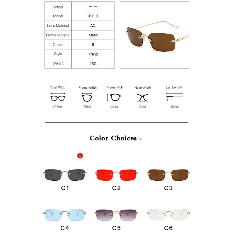 Square Rimless Sunglasses Men Rectangle Fashion Popular Men Shades Small Sun Glasses For Female Male Summer Traveling Purple S138 IVISTA