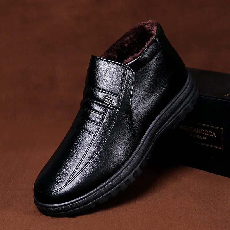 2024 New Designer Shoes Free Shipping Waterproof Men's Casual Leather Flannel High Top Outdoor Men's Work Shoes Winter Warm Shoes
