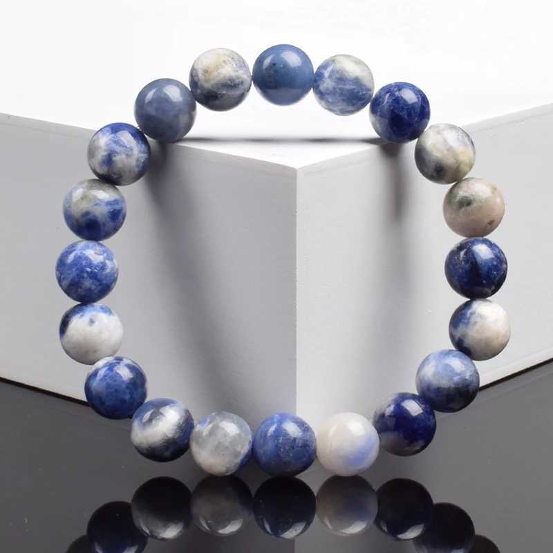 Natural Stone Sodalite Beads Bracelet Women Men Blue Veins Raw Stone Polish Elastic Rope Bracelet Natural Jewelry Exquisite GiftX240921