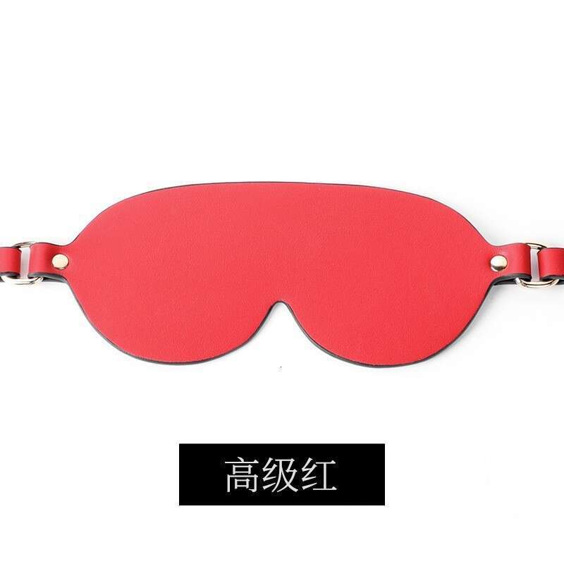 SM sex prop black blackout eye mask, high-quality PU leather sex eye mask, teasing and flirting adult sex toy