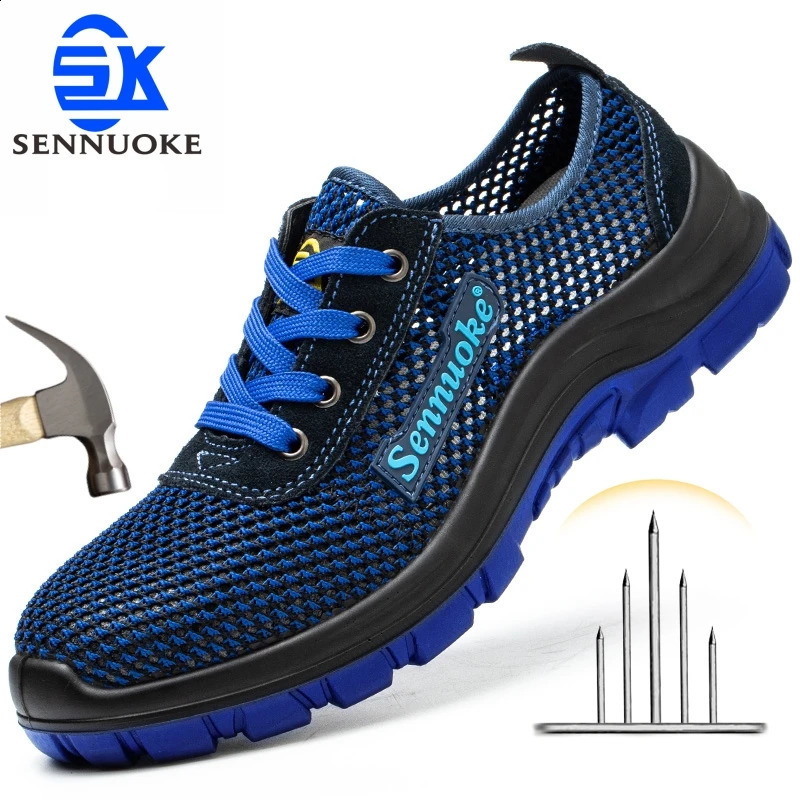 Mens safety shoes with lightweight steel toe caps suitable for workers work no need for transportation industrial safety tennis 250226