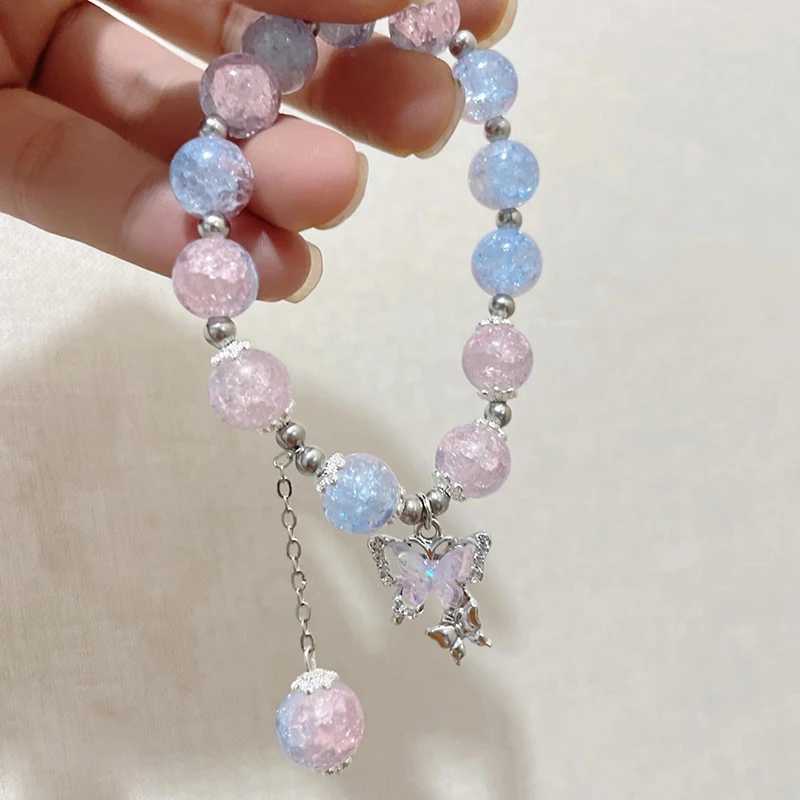 2024 New Butterfly Ice Crack Beaded Bracelet Women Girls Fashion Sweet Imitation Opal Bracelet Charms Gift For Girl FriendX240921
