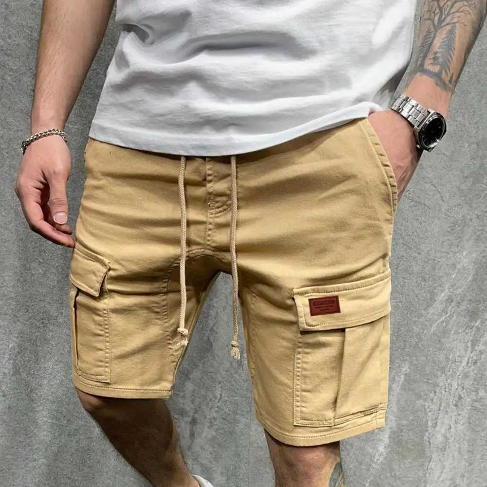 Shrink Resistant Trendy Multi Pockets Men Cargo Shorts Streetwear Men Shorts Drawstring for FitnessX240921