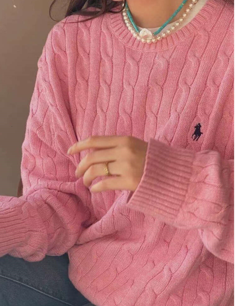 Women s Sweaters Polo Sweater Embroidery Long Sleeve Knitwear Pullover Jumprt Female Clothing Solid Men Pink Gray Tops fallow fvsv