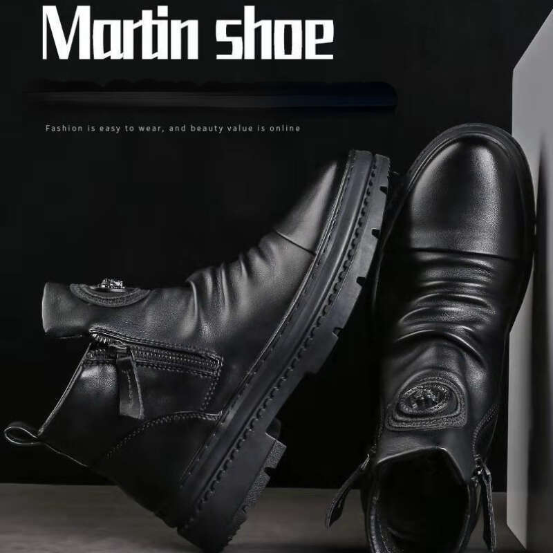 New Ankle British Style High Top Men shoes Motorcycle Leather Zipper Retro Men's Boots atillas Hombre