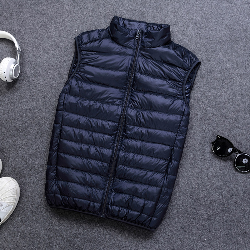 Autumn And Winter 90% White Duck Casual Lightweight Down Warm Solid Sleeveless Jacket Men's Portable Pocket Vest