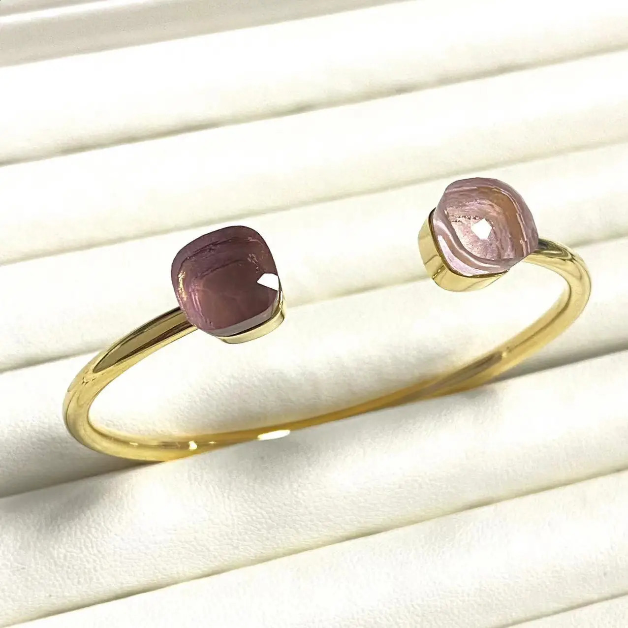 Classic Bangle Candy Color Crystal Bangle Adjustable Open Cuff Bracelet Gold Plated Mix Color Crystal Customized 240910