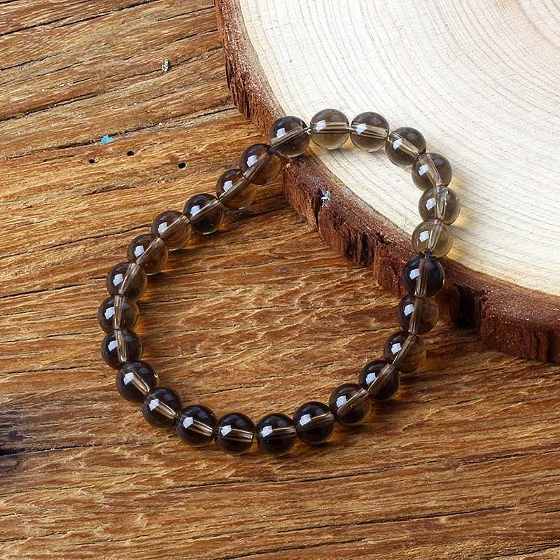 Natural Stone Smoky Quartz Beads Bracelets Men Women Tea Brown Crystal Healing Energy Bangle Yoga Meditataion Jewelry WholeslaeX240921