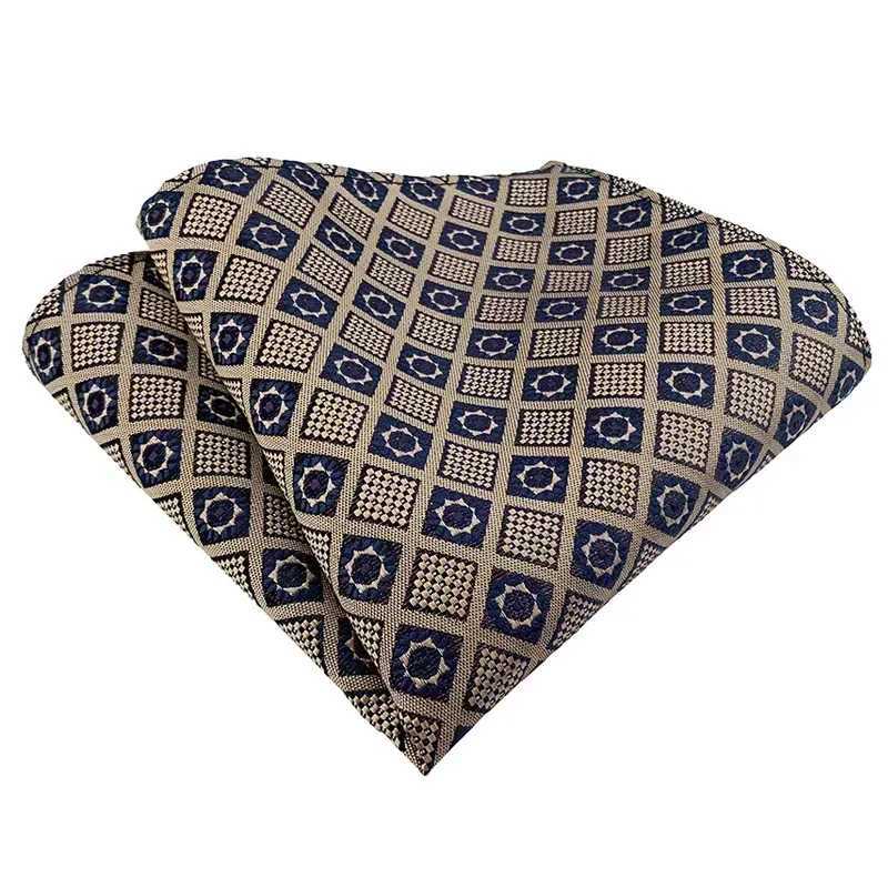 Silk Feel Mens Polyester Pocket Square Brown Green Blue Jacquard Hanky Best Man Korean Formal Wedding Bridegroom HandkerchiefX240921