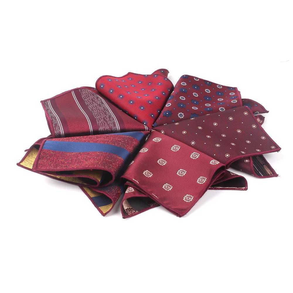 Wine Red Pocket Square For Men Women Striped Chest Towel Wedding Hanky Gentlemen Hankies Mens Suits Handkerchief Pocket Towel W241213
