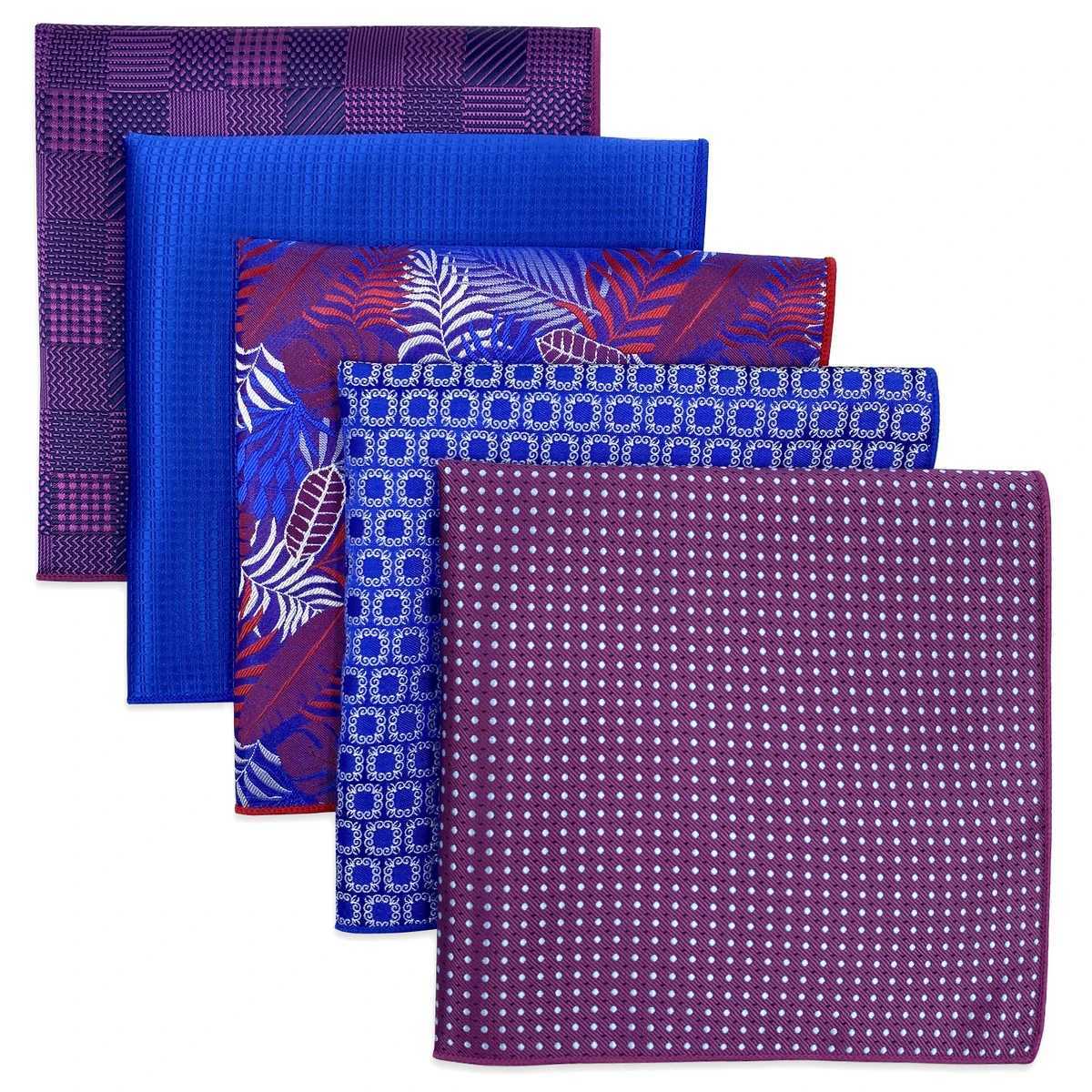 5-piece mens pocket square silk handle set color large accessories gift party W240921