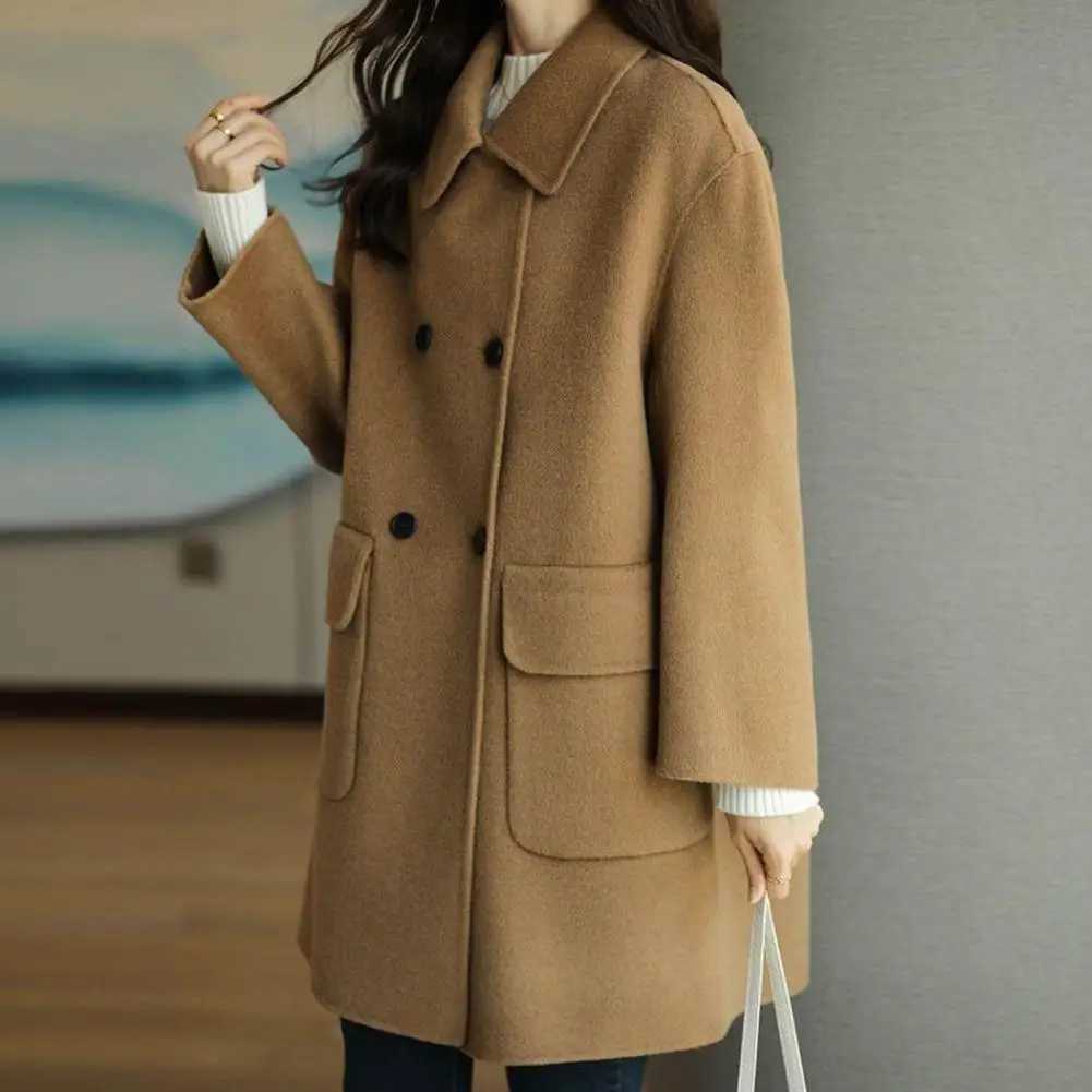 Wool coat elegant and non fading womens coat double chest coat womens winter clothing W240921