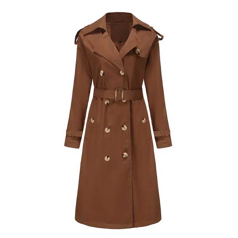 QNQO Hooded Trench Coat for Women Lace Up Vintage Casual Turn-down Collar Overcoat 2024 Autumn Winter Fashion Windproof ParkasX240921