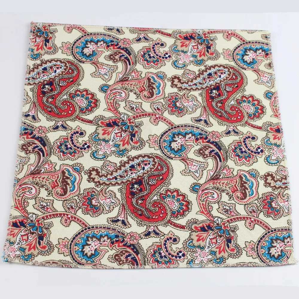 Flower Handkerchief Scarves Vintage Linen Paisley Hankies Mens Pocket Square Handkerchiefs 22*22cmX240921