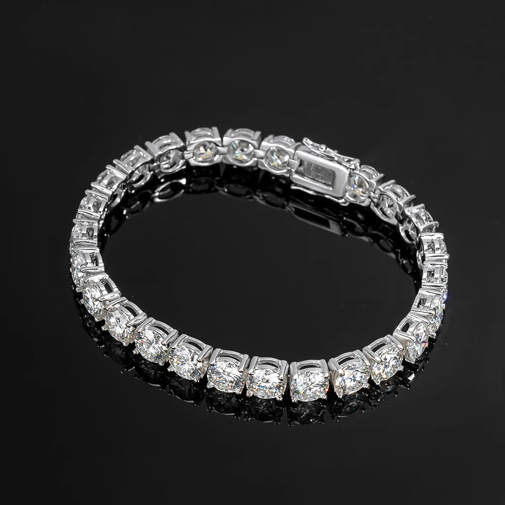 KNOBSPIN 65mm Dcolor silica tennis bracelet 4 Prong Setting Classic Trendy Women Fine Jewelry s925 silver 240912