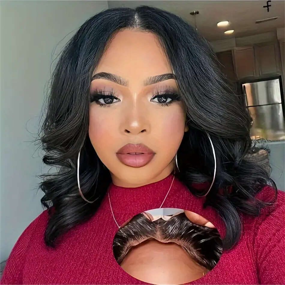 Glueless Bob Body Wave 4X4 Lace Human Brazilian Wigs 100% Natural Hair Wig 180% Density 8-16 Inch