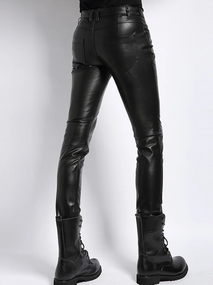 High quality mens ultra-thin pants suitable for piglet pencil pants thin motorcycle riding real leather pants windproof pants 240913