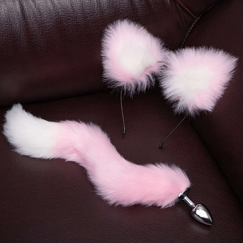 Sexy SM prop tuning metal anal plug alternative cosplay cat ear headband tail anal plug two-piece set hair replacement