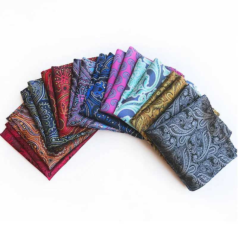 New Design Polyester Hanky Gold Black Paisley Men Fashion Plaid Pocket Square Handkerchiefs for Men Suit Tie HandkerchiefX240921