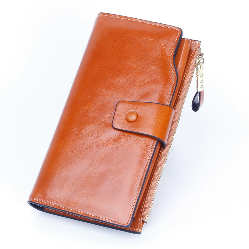 Large capacity multifunctional long women's Rfid leather handbag wallet