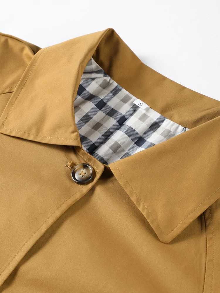 Elegant Plaid Lapel Long Windbreaker Women Fashion Single Breasted Full Sleeve Solid Coat 2024 Autumn Lady High Street OutwearX240921