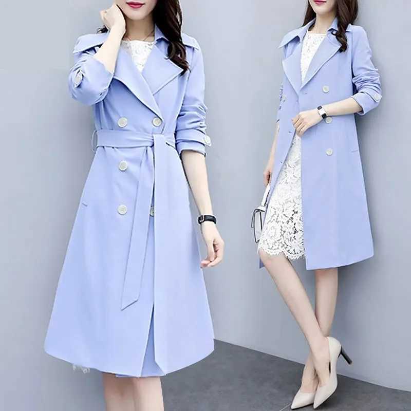 2023 New Casual Thin Trench Coat Women Outwear Mid Long Slim Windproof Coat Spring Female Windbreaker Coat Gabardina Mujer M-3XLX240921
