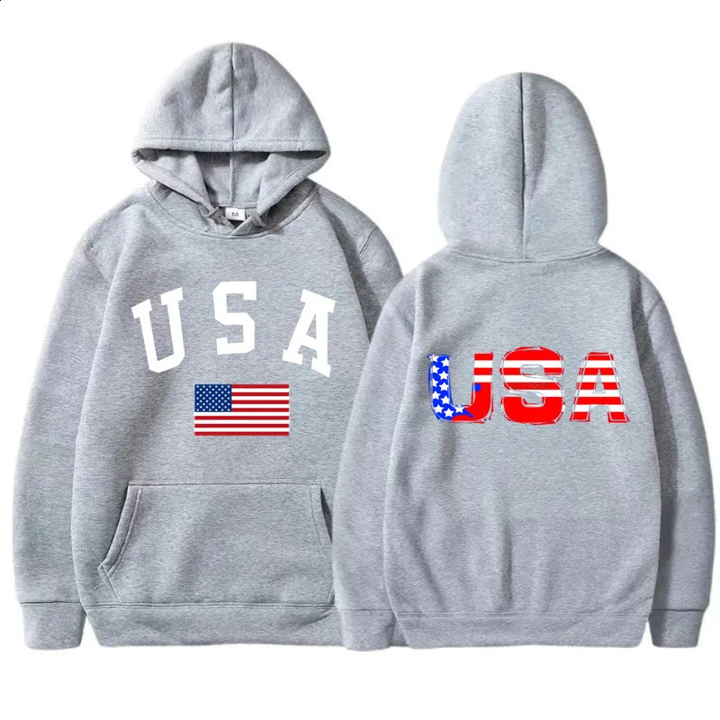 Mens Female Hoodie Harajuku USA pattern Y2K Street Fashion Trend Spring Autumn Fleece Top Unisex Clothing 240910