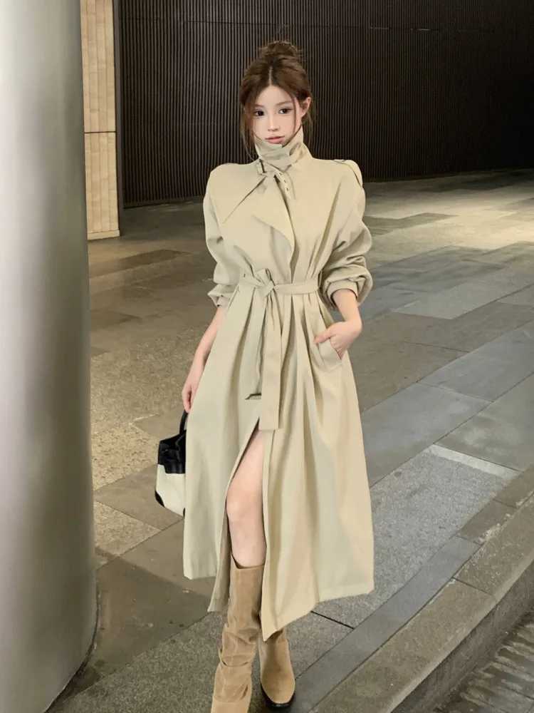 High Quality British Style Trench Coat For Women 2024 Autumn Fashion Casual Long Windbreakers Coat Korean Loose Belt OvercoatX240921