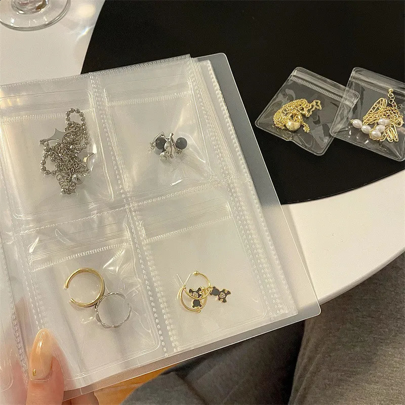 168/84 Grid Anti-oxidation Jewelry Storage Bag Necklace Earings Rings Display Cover Desktop Drawer Organizer Dust-proof Book Box 240910