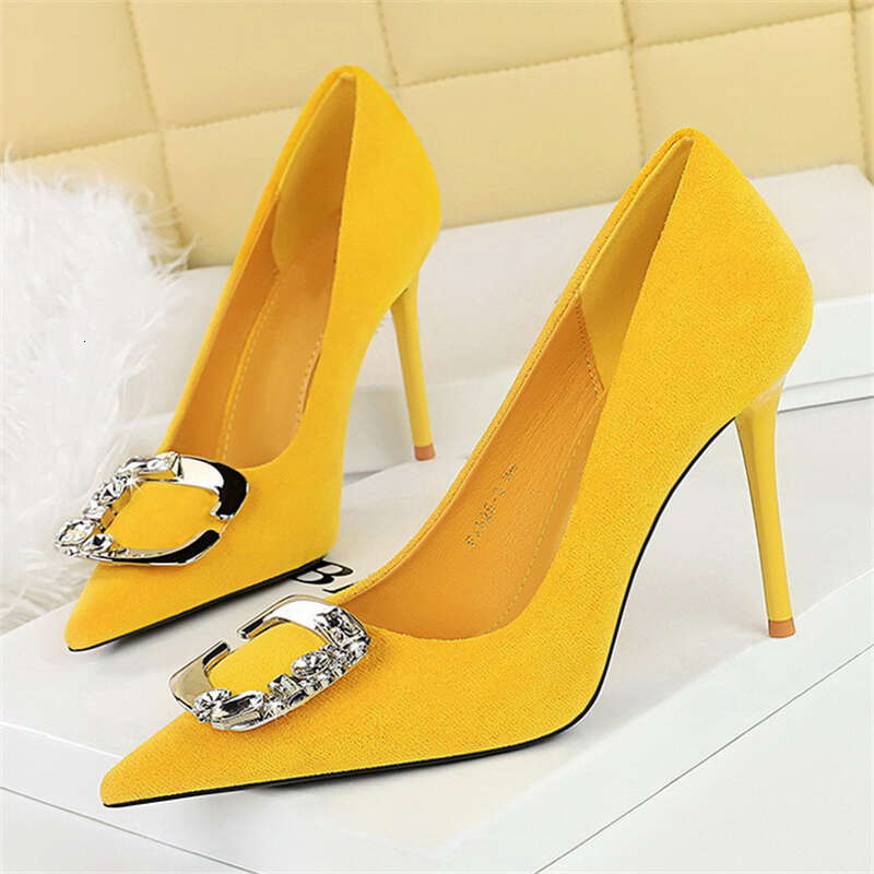 BIGTREE Metal Buckle Pointed Toe Women Pumps Stilettos High Heels Wedding Party Shoes Atos Mujer