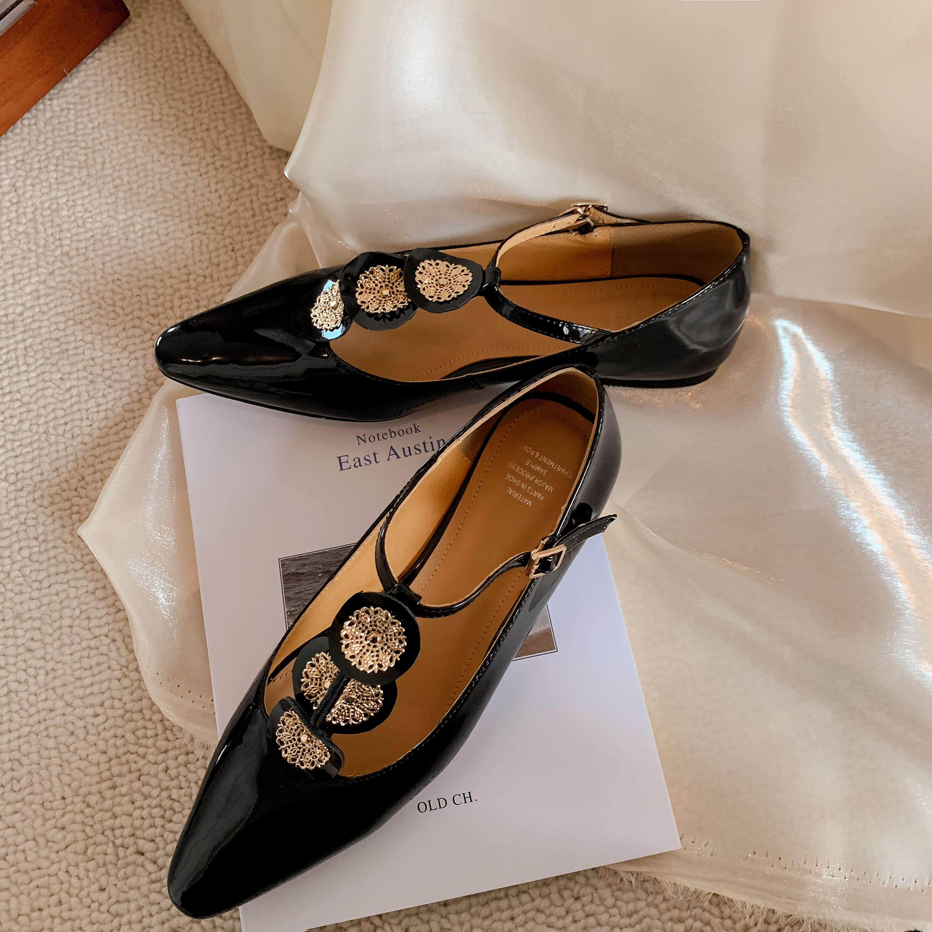 Leather Pointed Toe Flats Vintage Fashion Design | Low Heel Comfort Shoes 21ef