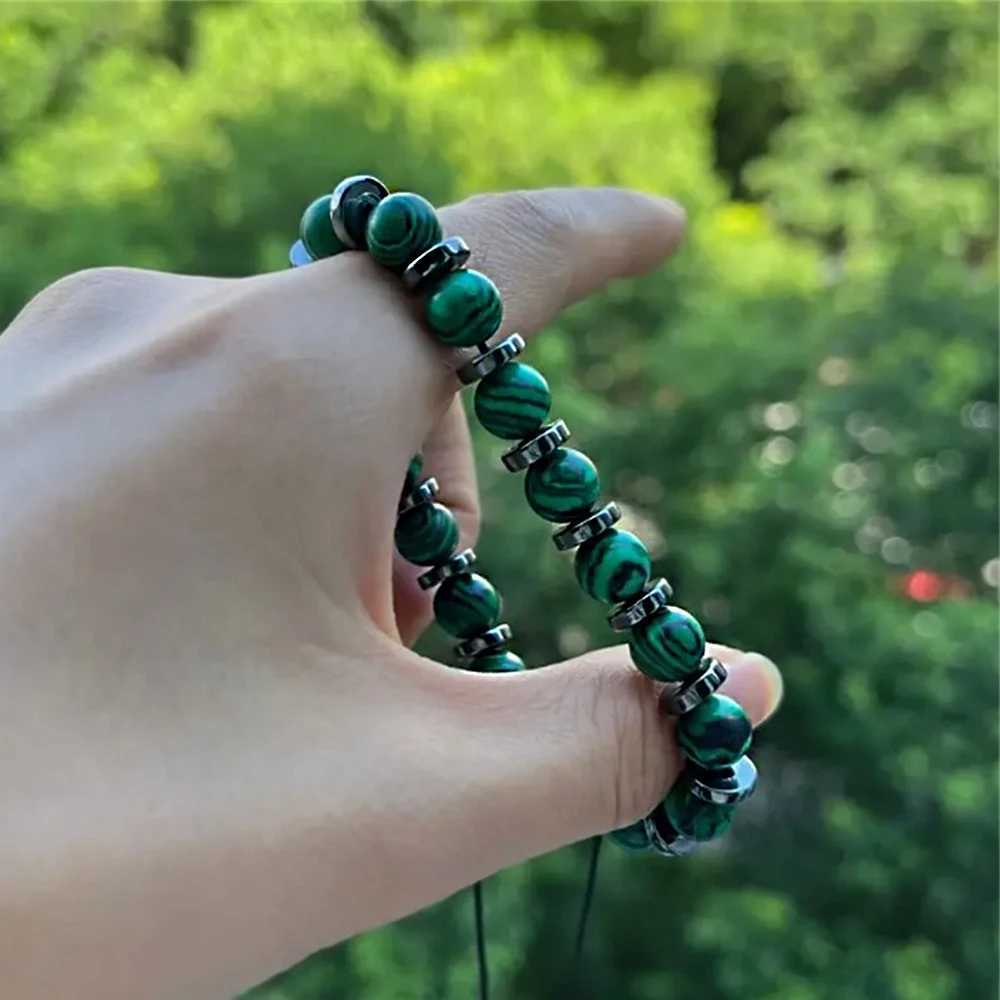 Natural Malachite Tiger Stone Bracelet Outdoor Travel Women Men Attract Good Luck Money Health Bracelet Party Jewelry GiftX240921
