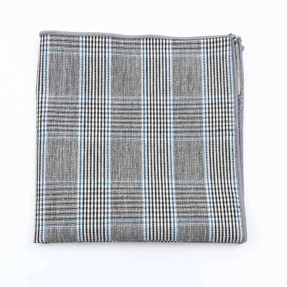Fashion Cotton Plaid Hankerchief Scarves Vintage Grey Black Hankies Mens High Quality Business Suit Pocket Square HandkerchiefsX240921