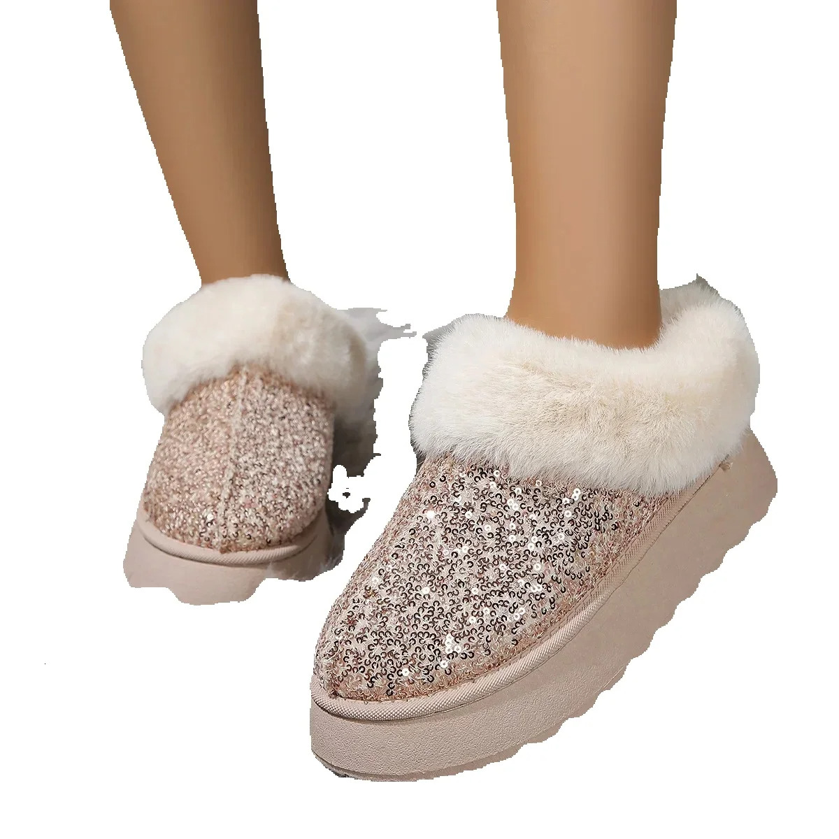 Ankle Snow ugggly boots slides designer women Winter 2024 New Fashion Shiny Fur Short Plush Warm Slippers free shipping shoes Cotton Flip-ps loafers w