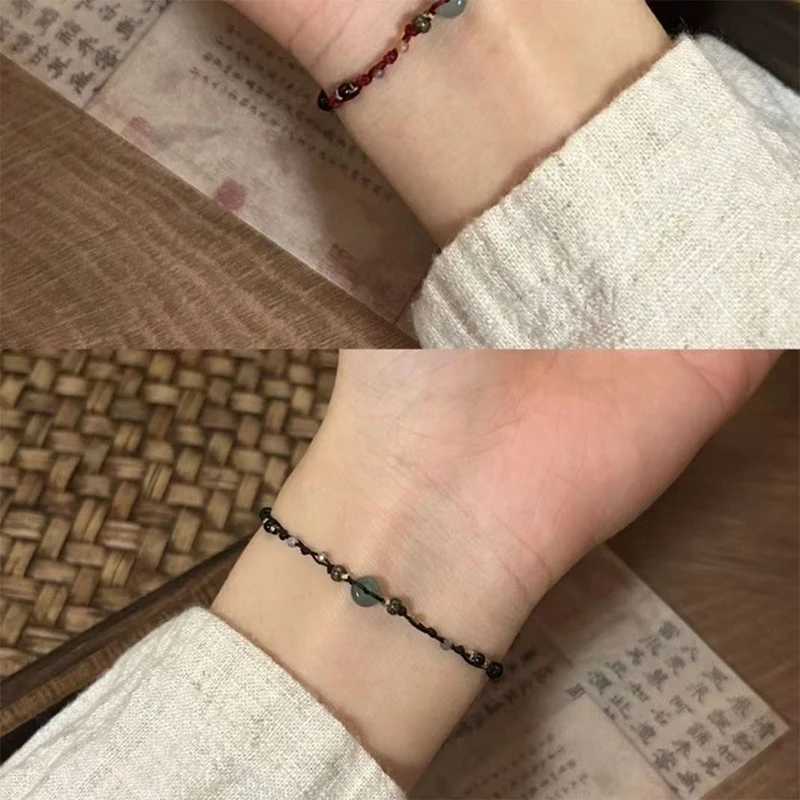 Retro Chinese Style Adjustable Handmade Braid String Bracelet Beaded Charm Bracelet Bangle Fashion Couple Bracelet JewelryX240921