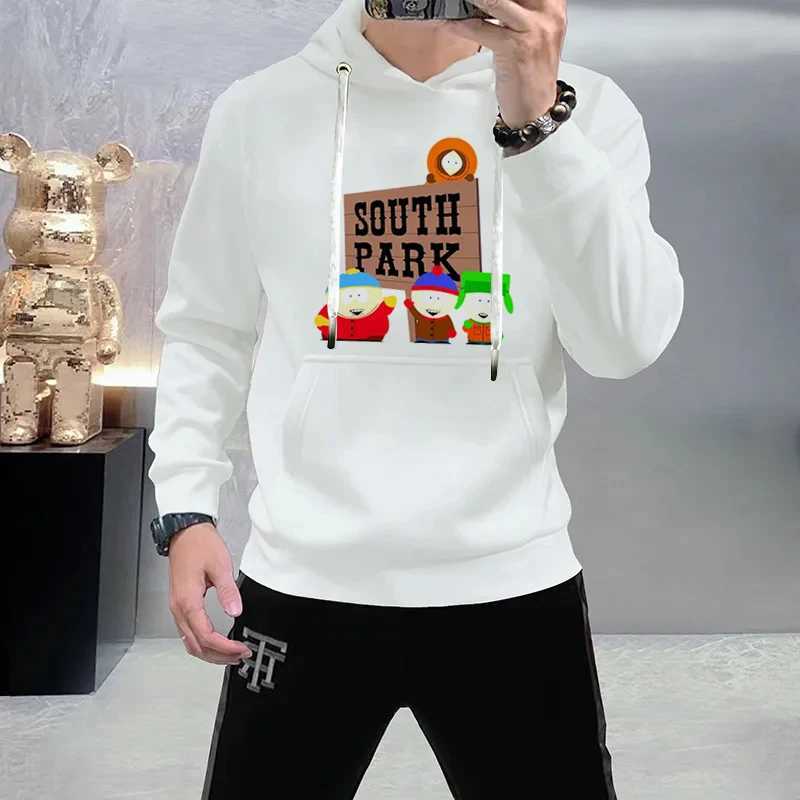 Design Harajuku graphic hoodie South Park print mens Pullover hoodie fashion black and white pop Sudadera Con Capucha Hombre W240921
