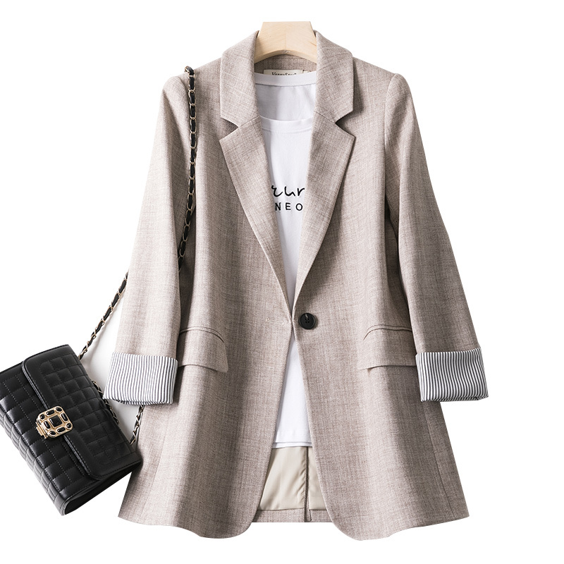 Business Plaid Work Office Women's Long Sleeve Spring Casual 2024 New Fashion Suit Coat