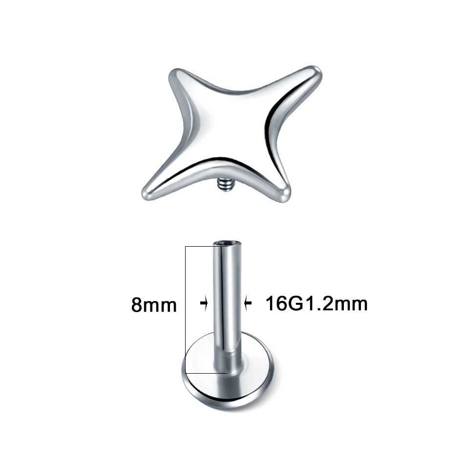 1PC Spider Feather Lip Monroe Studs Labret Piercing 16G CZ Flower Ear Cartilage Tragus Daith Lobe Piercing Earring for Women Men Y240921