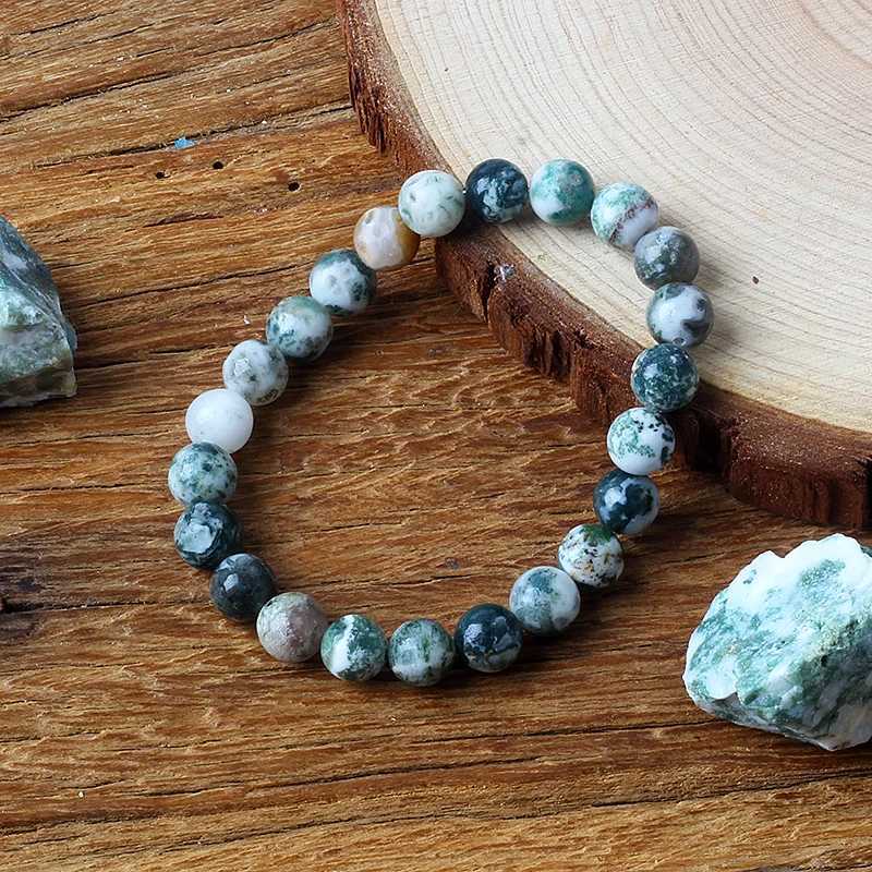 8MM Tree Patterned Agates Beads Bracelet Woman Real Natural Moss Agates Bracelets Man Energy Stones For Healing Fengshui JewelryX240921