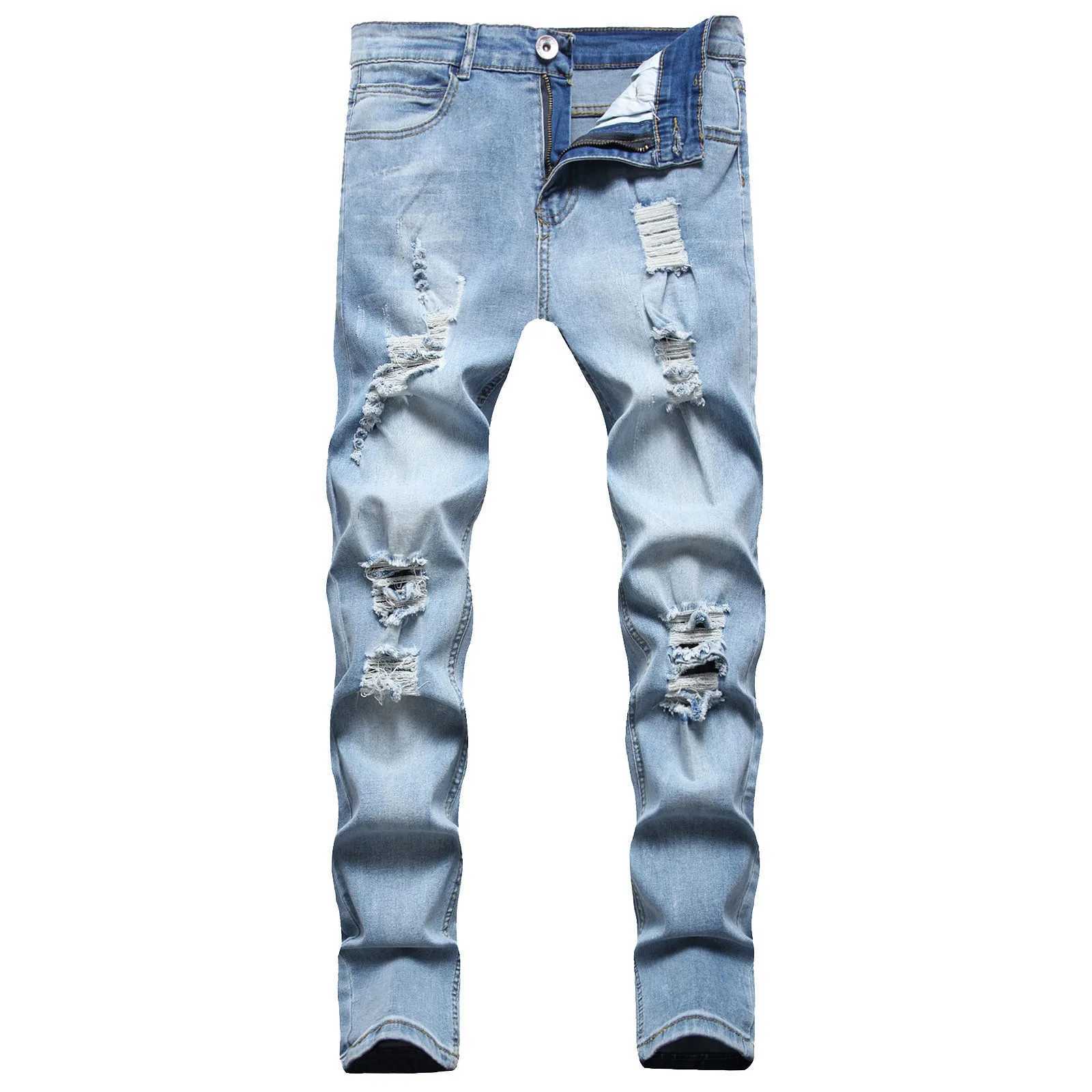 2025 Mens ultra-thin slim straight tube retro hip-hop pants solid color jeans summer ultra-thin pants blue jeans X2505041