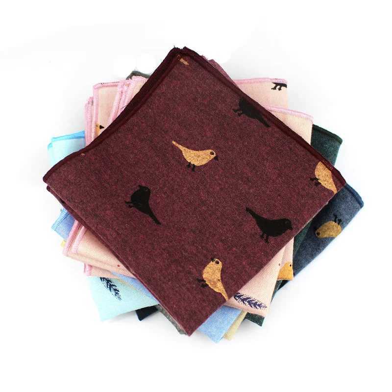 Adult Cotton Handkerchiefs Print Pattern Hanky for Men Business Casual Pockets Square Handkerchief 25cm Width Wedding HankiesX240921