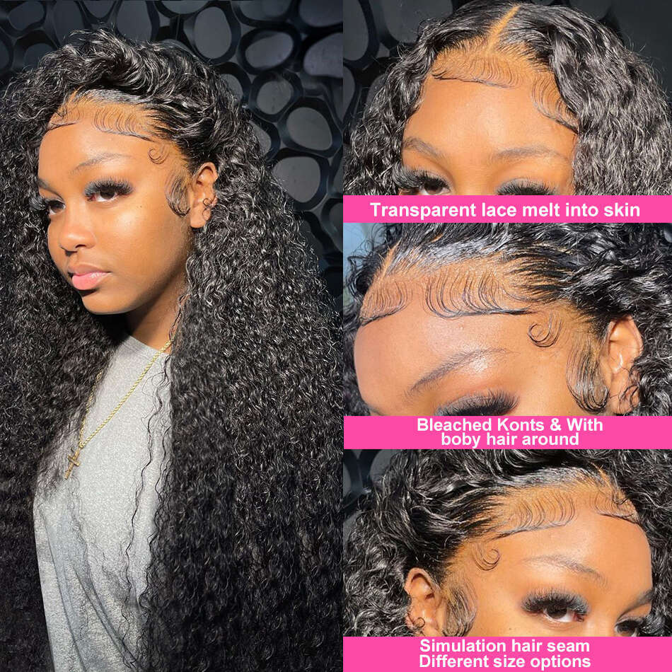 100% Transparent Water Lace Front Brazilian Deep Wave Frontal Wig Kinky Curly Human Hair Wigs For Women Sale