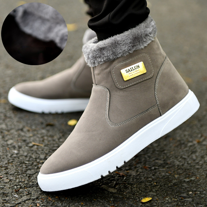 Thick Warm Men Casual Leather free shipping shoes Men's Winter Snow High-top Male Ankle designer boots with Fur Outdoor Cotton Shoe for Man