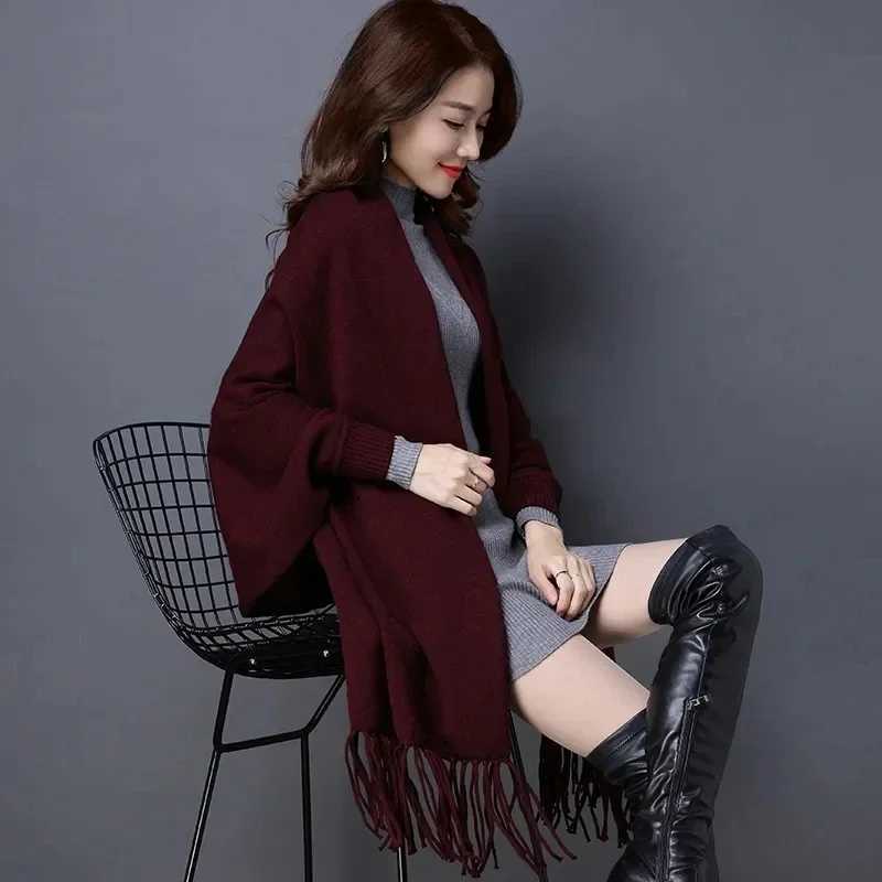 2024 new tassel cardigan womens jacket elegant long sleeved cape cloak jacket A639 W240921
