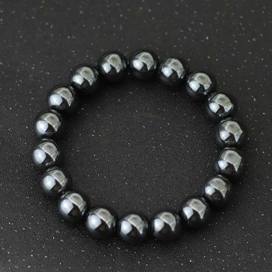 New Genuine Natural Hematite Stone Bracelet For Men 4/6/8/10/12mm Black Round Strand Braslet Leisure Accessories Erkek BileklikX240921