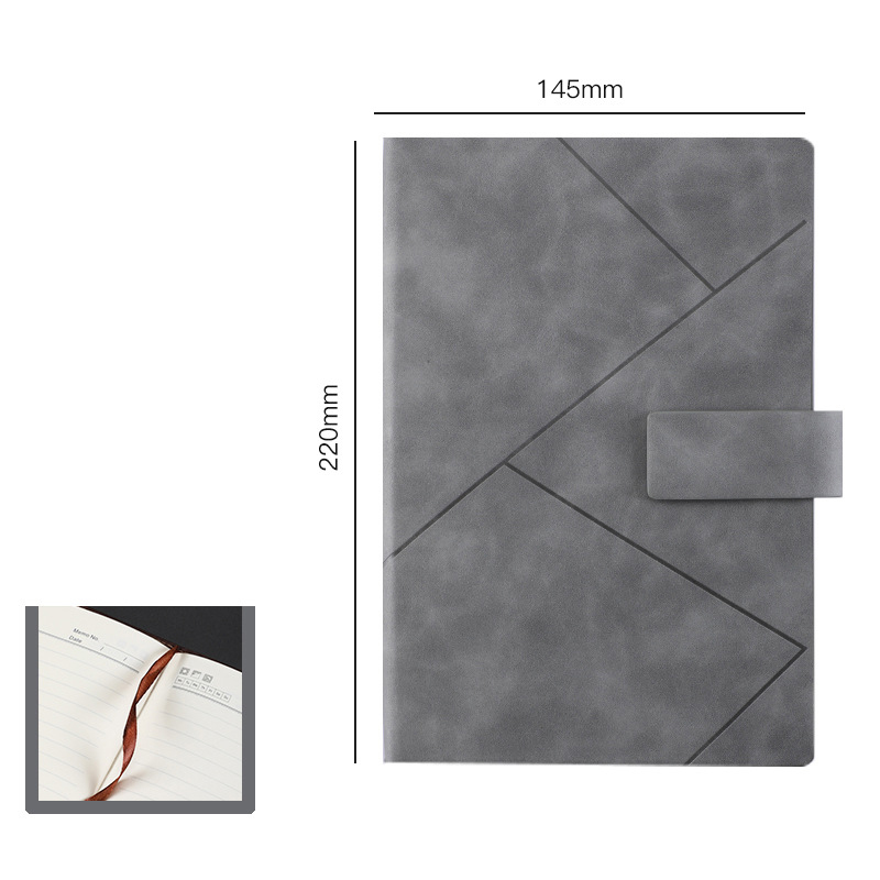 Stylish PU leather geometric notebook with magnetic buckle - preferred for business and daily notes
