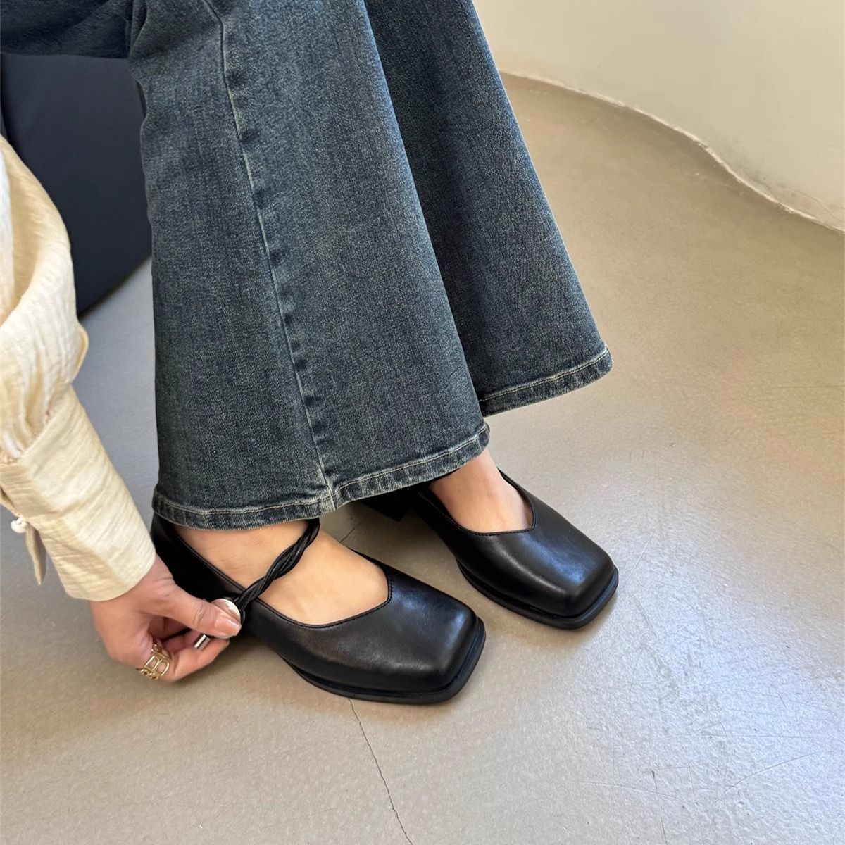 High Heel Chunky Heels: Trendy 2024 Women's Versatile Square Toe Shoes 3aca