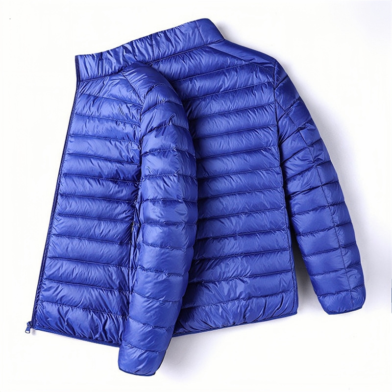 Winter New Men Lightweight Warm Slim Duck Down Mens Fashion Solid Hooded Thick Water And Wind-Resistant Jacket Coat Male