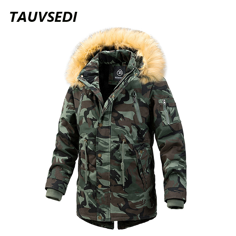 Winter New Warm Jacket Camouflage Hooded Windproof Long Parkas Detachable Hat Outwear Men Fur Collar Thicken Coat Male