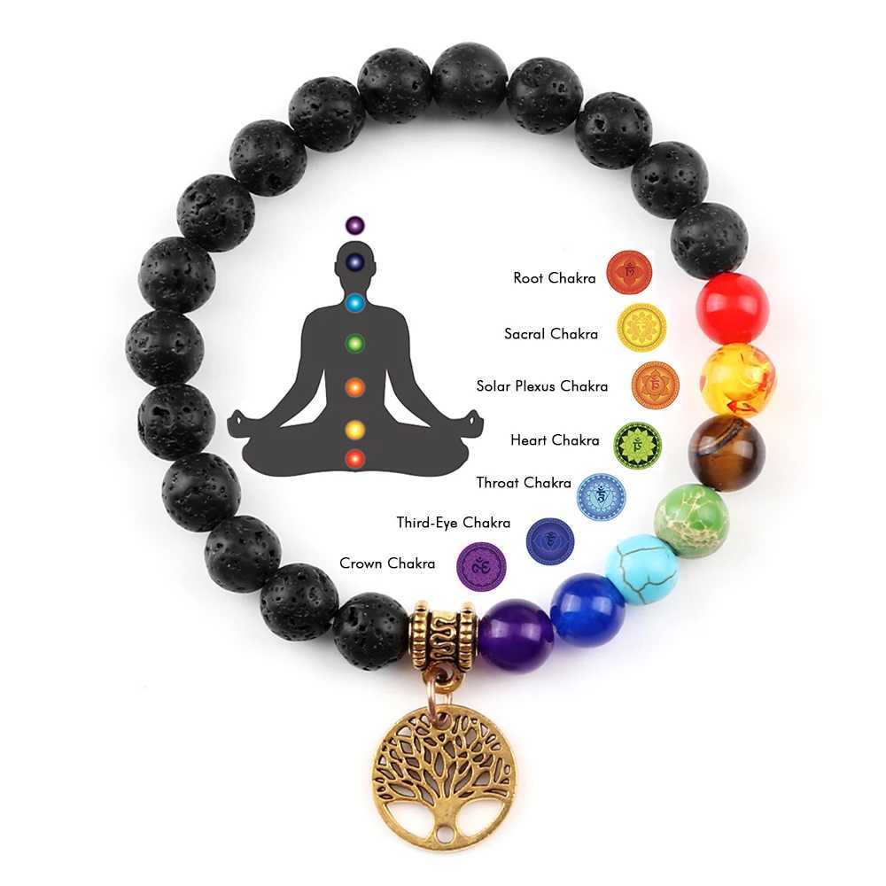 Hot 7 Chakra Life Tree Bracelets Natural Stone Reiki Healing Engry Beads Bangles Women Men Yoga Bracelet Meditation Jewelry GiftX240921
